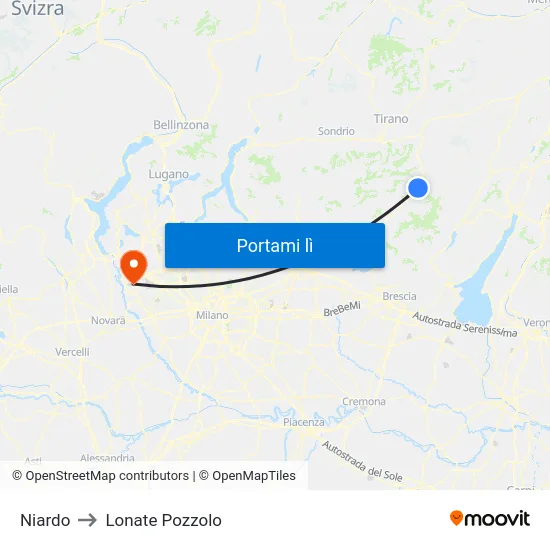 Niardo to Lonate Pozzolo map