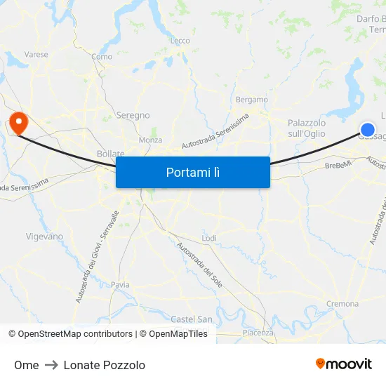 Ome to Lonate Pozzolo map