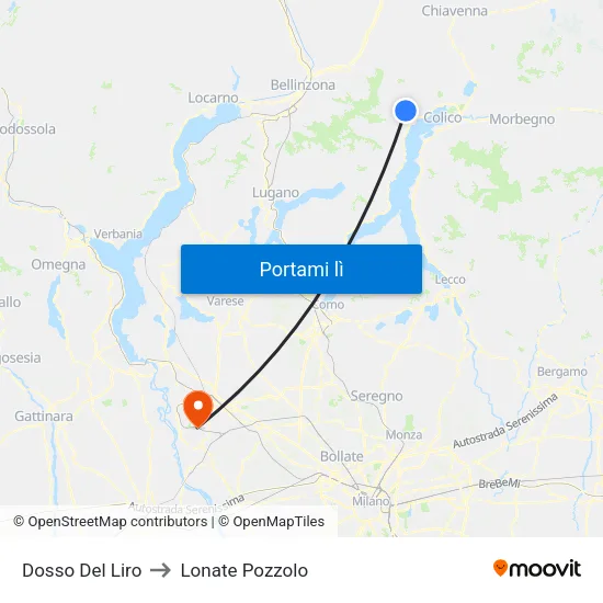 Dosso Del Liro to Lonate Pozzolo map