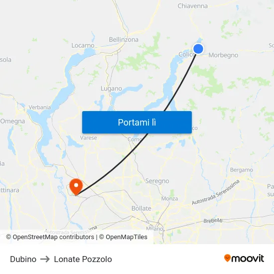Dubino to Lonate Pozzolo map