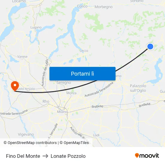 Fino Del Monte to Lonate Pozzolo map