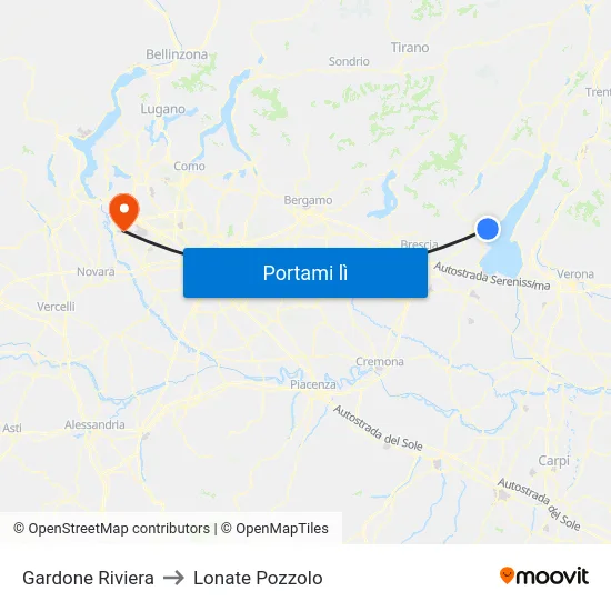 Gardone Riviera to Lonate Pozzolo map