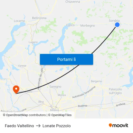 Faedo Valtellino to Lonate Pozzolo map