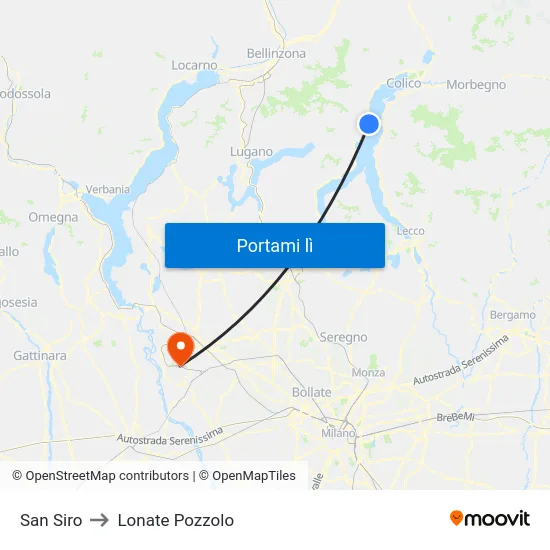 San Siro to Lonate Pozzolo map