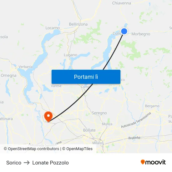 Sorico to Lonate Pozzolo map