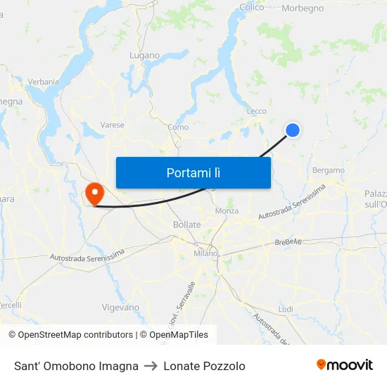 Sant' Omobono Imagna to Lonate Pozzolo map