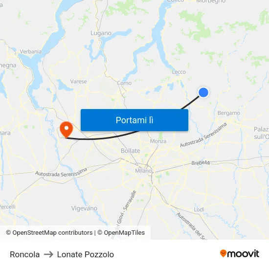 Roncola to Lonate Pozzolo map