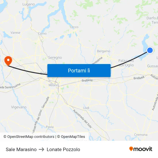 Sale Marasino to Lonate Pozzolo map