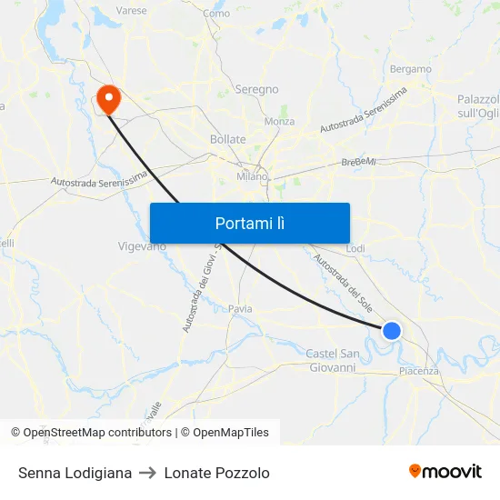 Senna Lodigiana to Lonate Pozzolo map