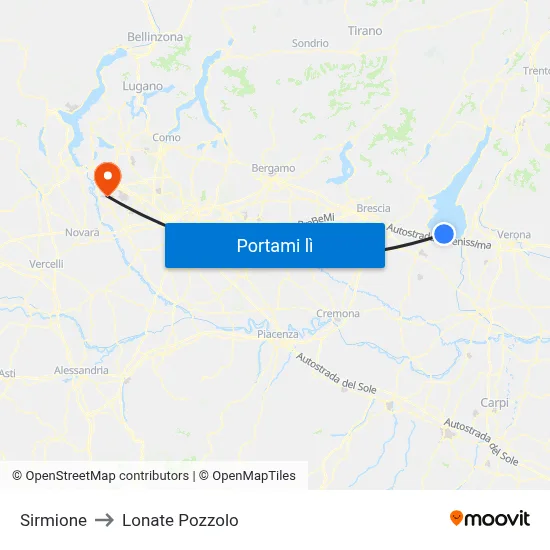 Sirmione to Lonate Pozzolo map