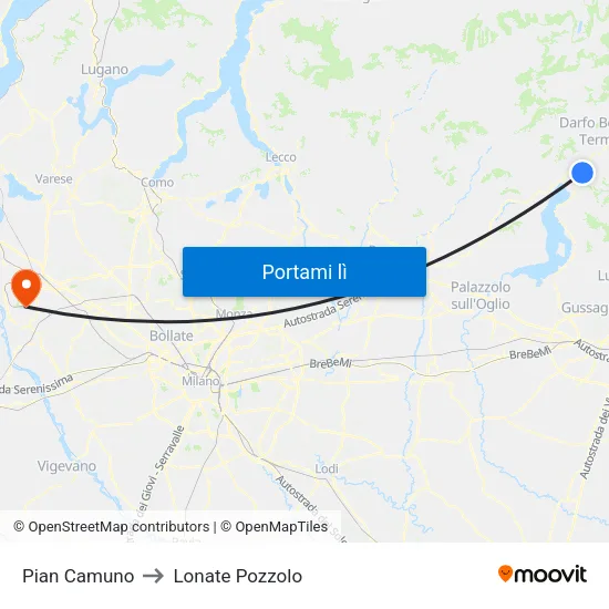 Pian Camuno to Lonate Pozzolo map