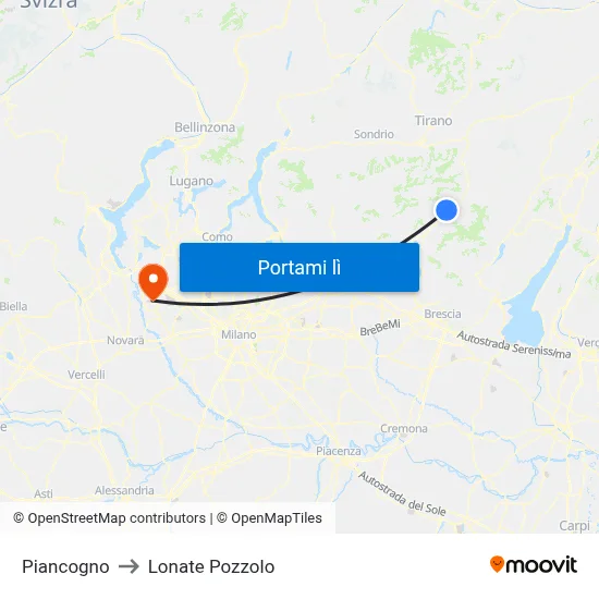 Piancogno to Lonate Pozzolo map