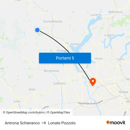 Antrona Schieranco to Lonate Pozzolo map
