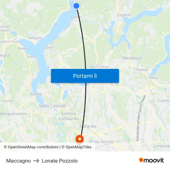 Maccagno to Lonate Pozzolo map