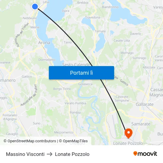 Massino Visconti to Lonate Pozzolo map