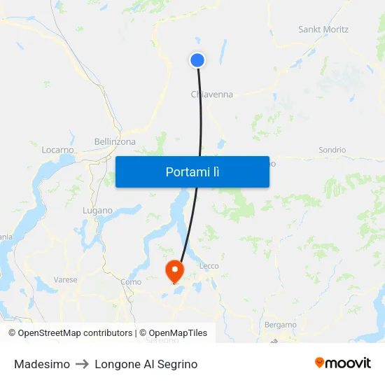 Madesimo to Longone Al Segrino map