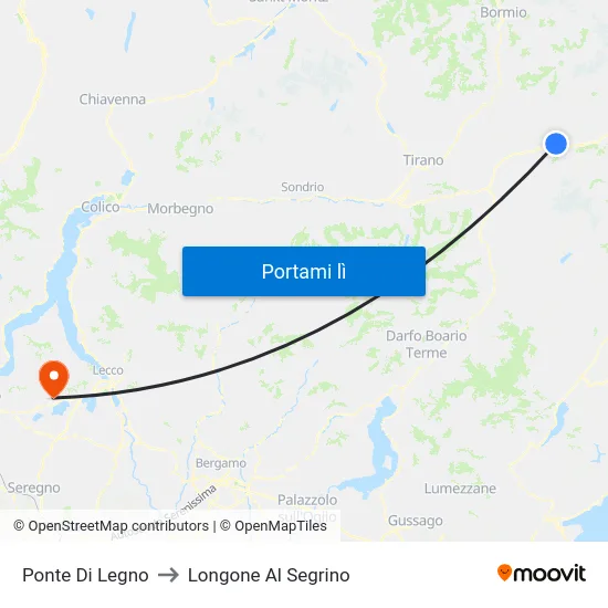 Ponte Di Legno to Longone Al Segrino map
