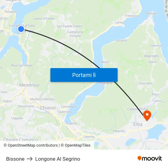 Bissone to Longone Al Segrino map