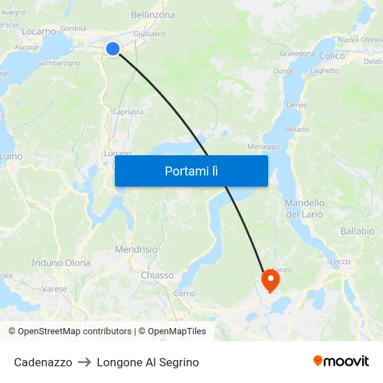 Cadenazzo to Longone Al Segrino map