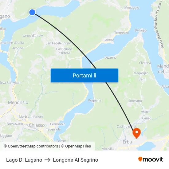 Lago Di Lugano to Longone Al Segrino map