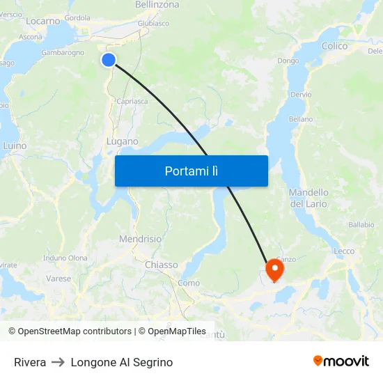 Rivera to Longone Al Segrino map