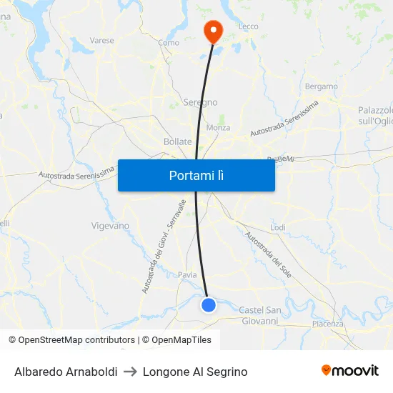 Albaredo Arnaboldi to Longone Al Segrino map
