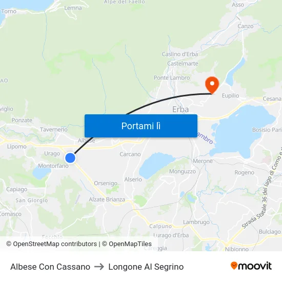 Albese Con Cassano to Longone Al Segrino map