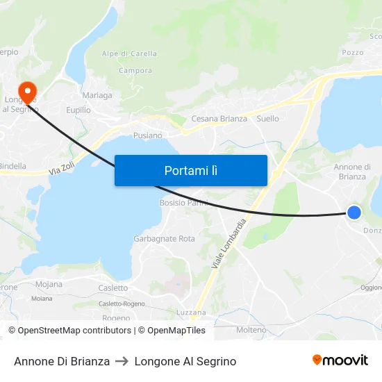 Annone Di Brianza to Longone Al Segrino map