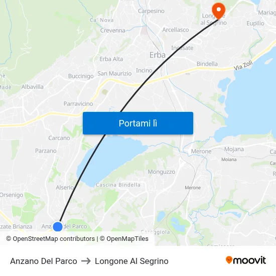 Anzano Del Parco to Longone Al Segrino map