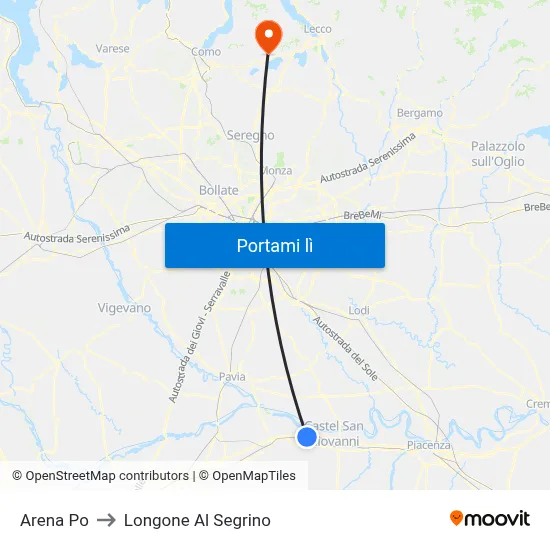 Arena Po to Longone Al Segrino map