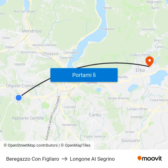 Beregazzo Con Figliaro to Longone Al Segrino map