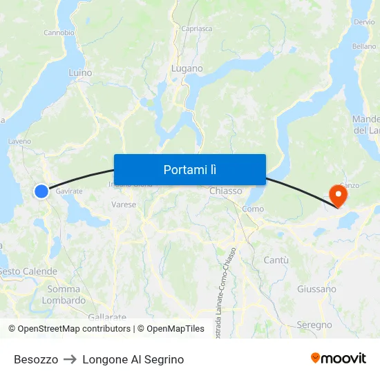 Besozzo to Longone Al Segrino map