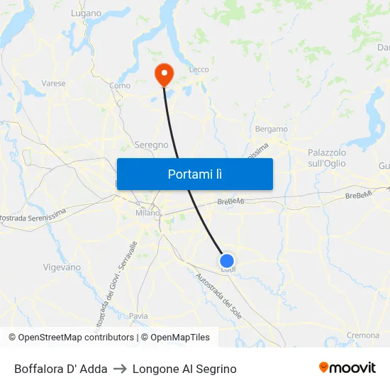 Boffalora D' Adda to Longone Al Segrino map