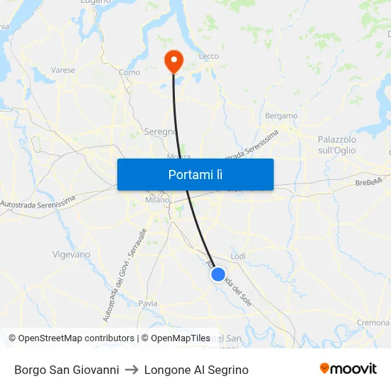Borgo San Giovanni to Longone Al Segrino map