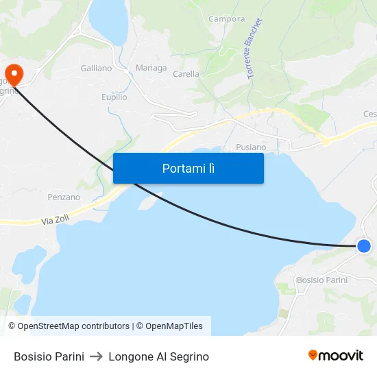 Bosisio Parini to Longone Al Segrino map