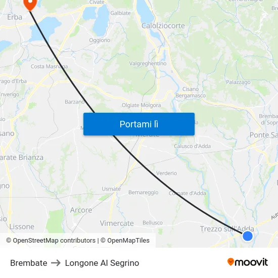 Brembate to Longone Al Segrino map