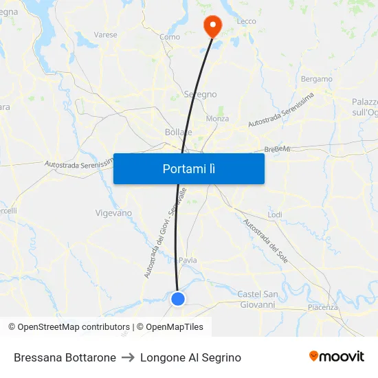 Bressana Bottarone to Longone Al Segrino map