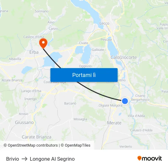Brivio to Longone Al Segrino map