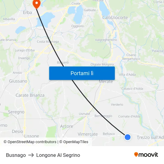 Busnago to Longone Al Segrino map