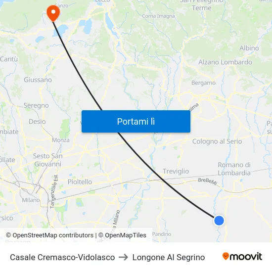 Casale Cremasco-Vidolasco to Longone Al Segrino map
