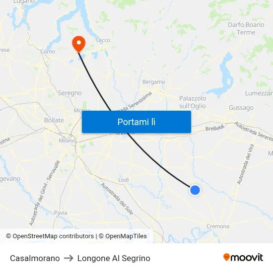 Casalmorano to Longone Al Segrino map