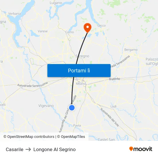 Casarile to Longone Al Segrino map