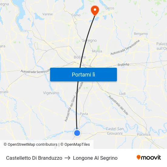 Castelletto Di Branduzzo to Longone Al Segrino map