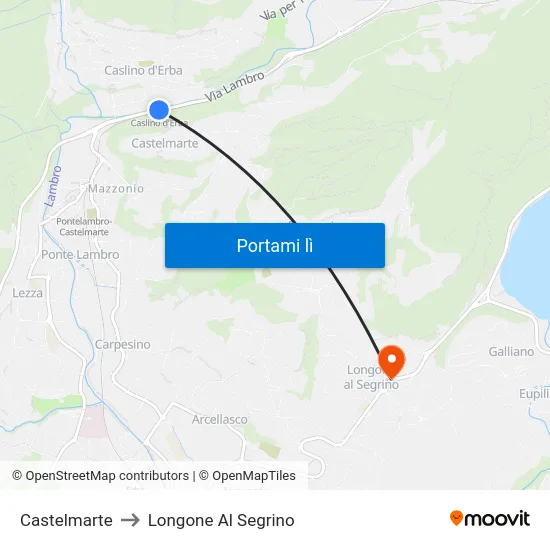 Castelmarte to Longone Al Segrino map