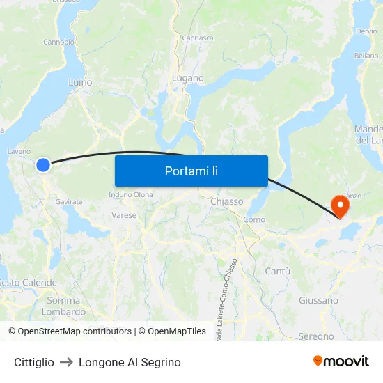 Cittiglio to Longone Al Segrino map
