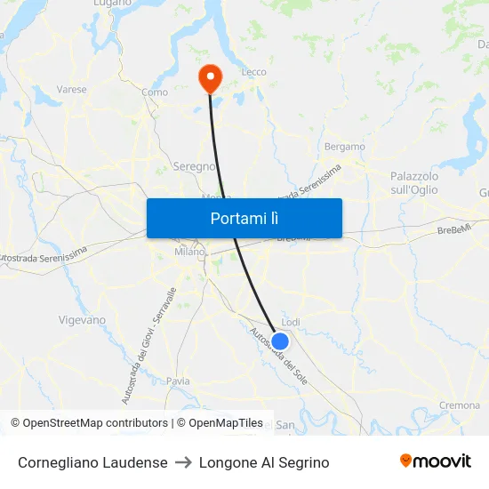 Cornegliano Laudense to Longone Al Segrino map