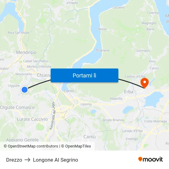Drezzo to Longone Al Segrino map