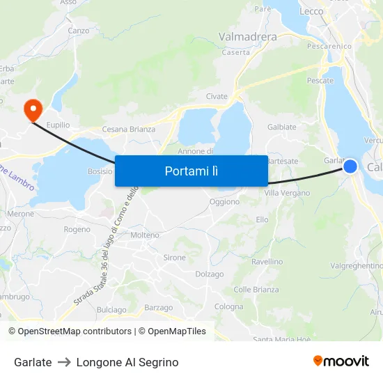 Garlate to Longone Al Segrino map