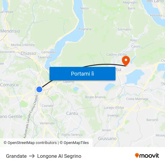 Grandate to Longone Al Segrino map