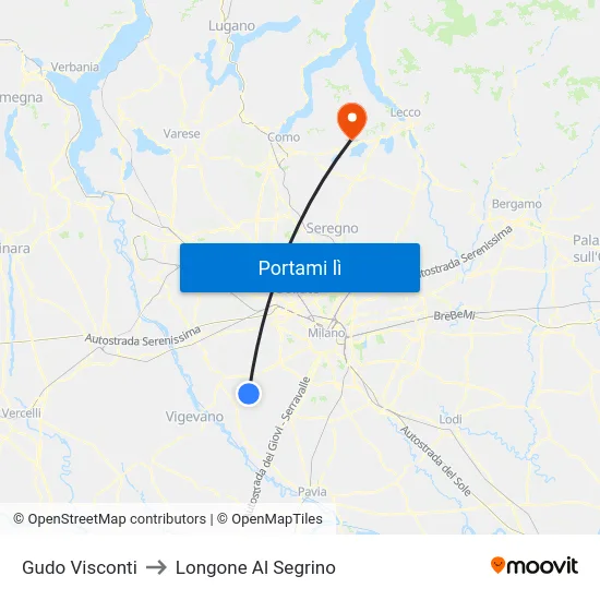 Gudo Visconti to Longone Al Segrino map